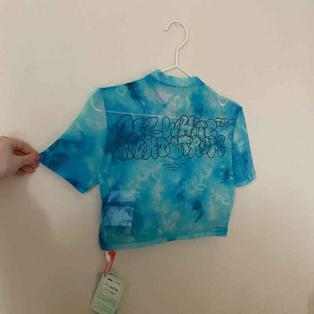 Off-White Tie Dye Mesh Crop Top - Picture 13 of 16